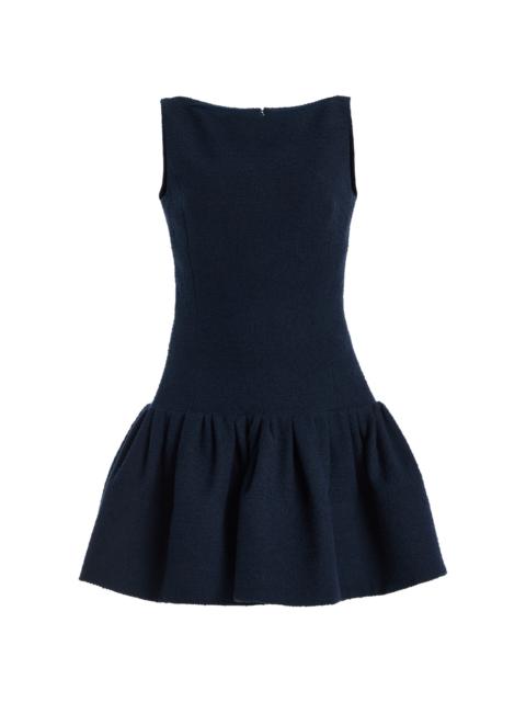 Bubble-Hem Tweed Mini Dress navy