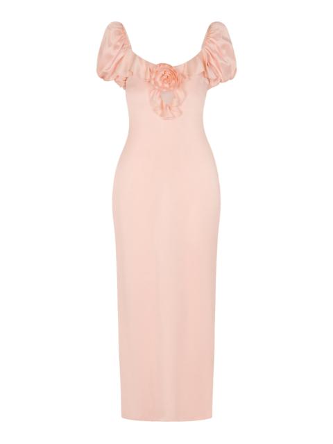 Eden Ruffled Satin Maxi Dress pink