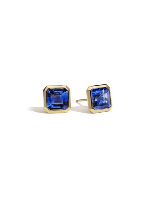 Candra 14K Yellow Gold Sapphire Stud Earrings blue