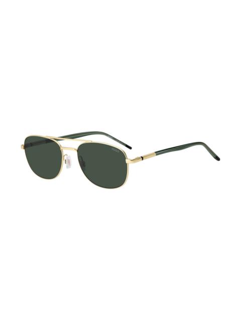 GOLD-TONE SUNGLASSES WITH GREEN TRIMS