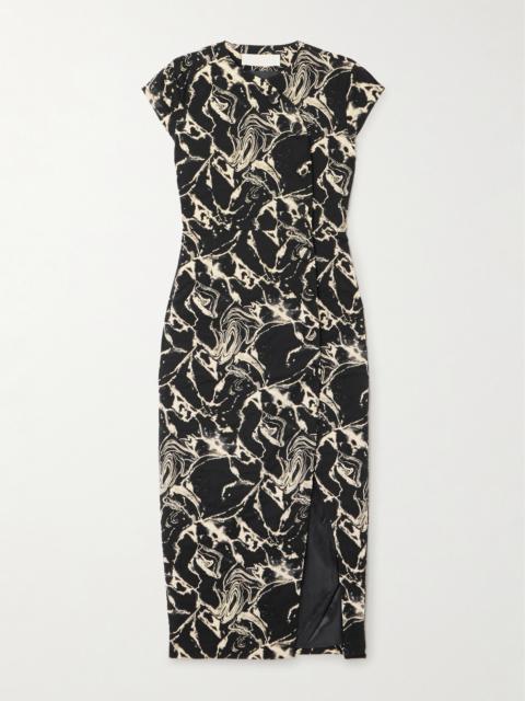 Dorothea Marble Metallic Cotton-blend Jacquard Midi Wrap Dress