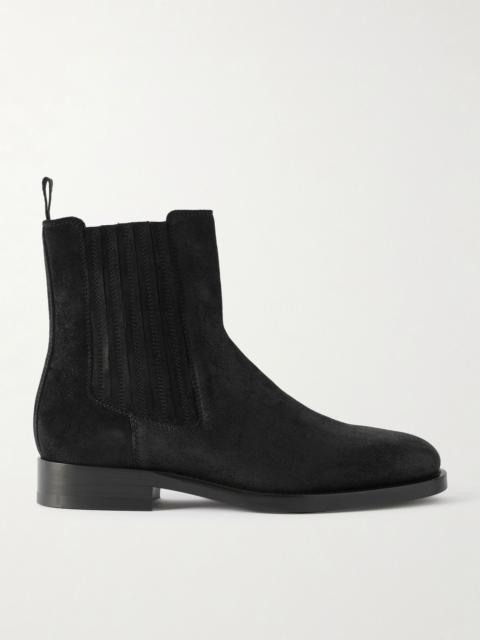 Waxed-Suede Chelsea Boots Black