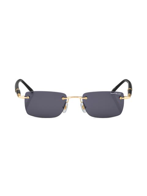 Rectangular Sunglasses with Gold-Colored Metal Frame