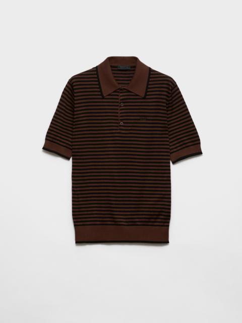 Striped cotton polo shirt