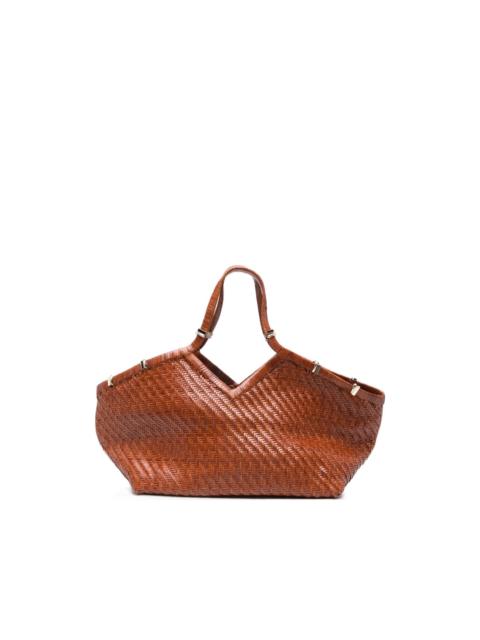 woven top handle tote bag