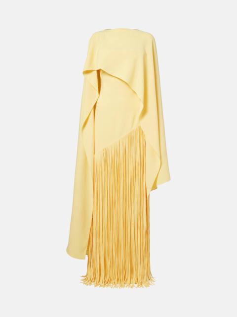 Giselle fringed caped crêpe gown