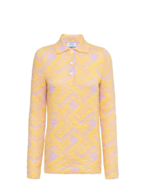 Slim-fit mohair jacquard polo shirt
