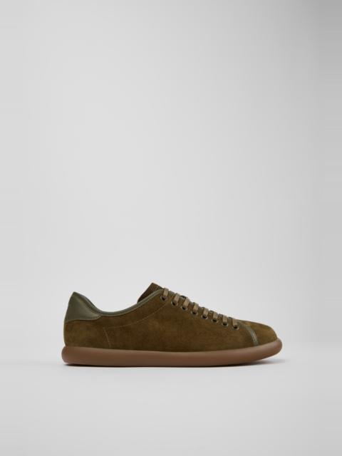 Green Nubuck and Leather Sneakers for Men.