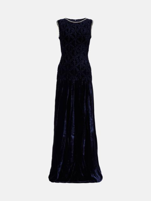 Embellished velvet gown