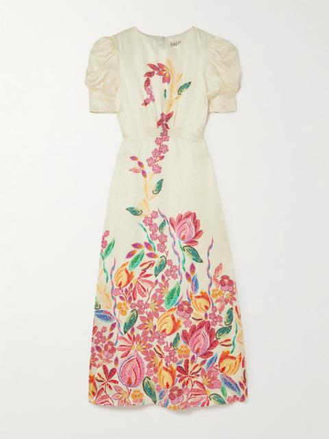 Bianca Printed Silk-jacquard Midi Dress