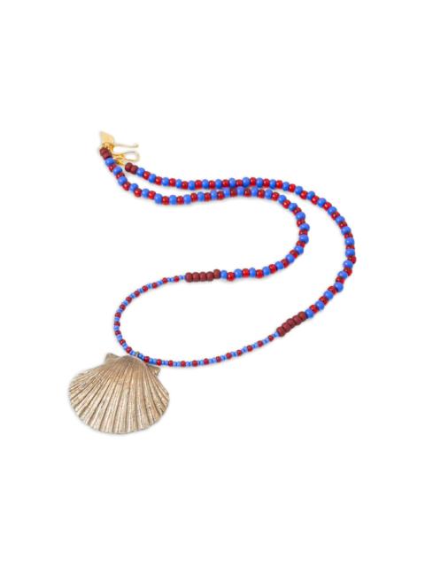 shell-pendant beaded necklace