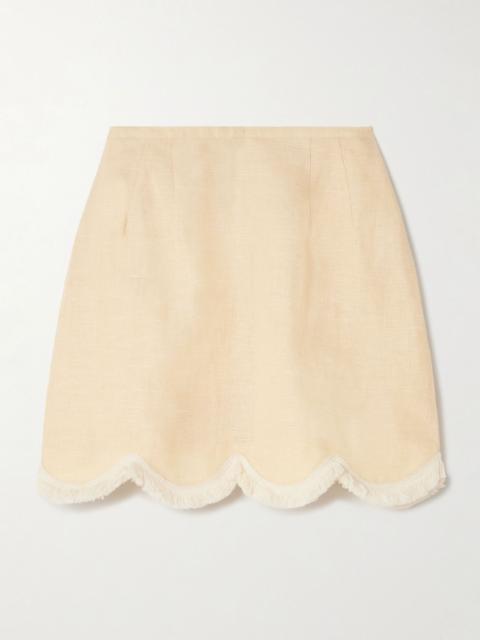 Essie fringed linen mini skirt Pastel yellow