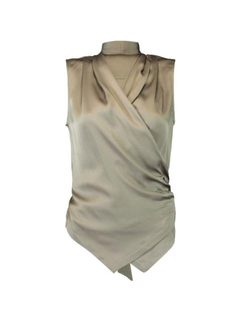 wrap sleeveless blouse