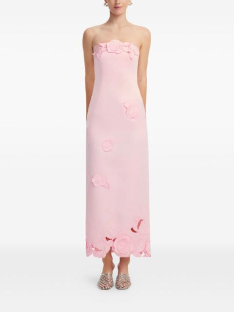 floral appliqué strapless dress