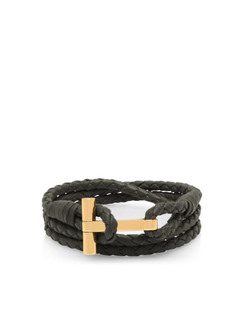 BRAIDED LEATHER T BRACELET