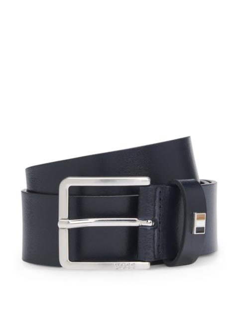 ITALIAN-LEATHER BELT WITH SIGNATURE-STRIPE KEEPER
