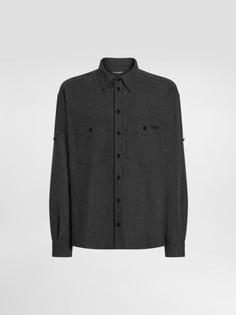 Mélange wool mat shirt