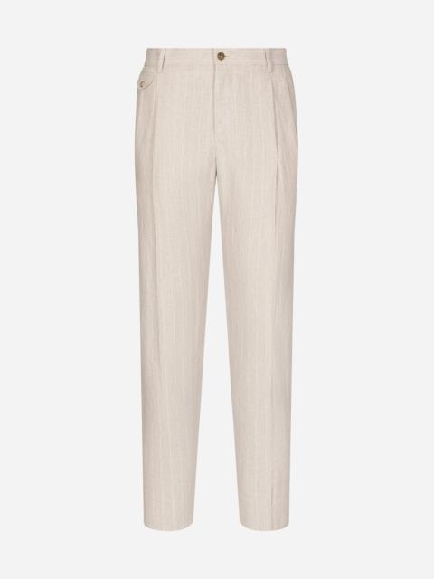 Pinstripe linen pants