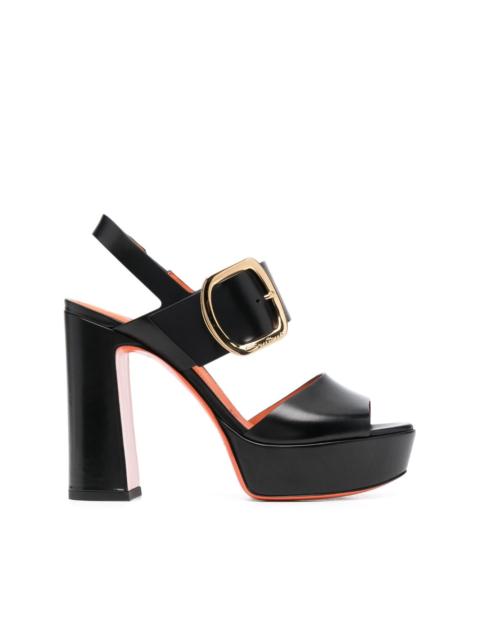 logo-buckle block-heel sandals