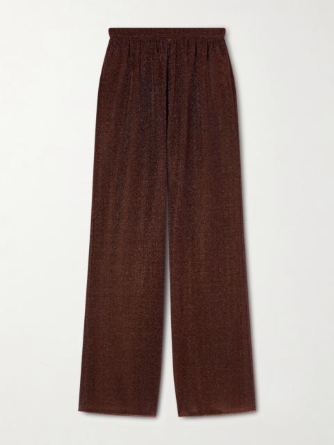 Lumière Metallic Stretch-knit Wide-leg Pants