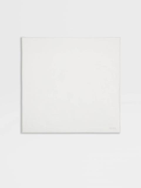 WHITE COTTON AND SILK POCKET SQUARE