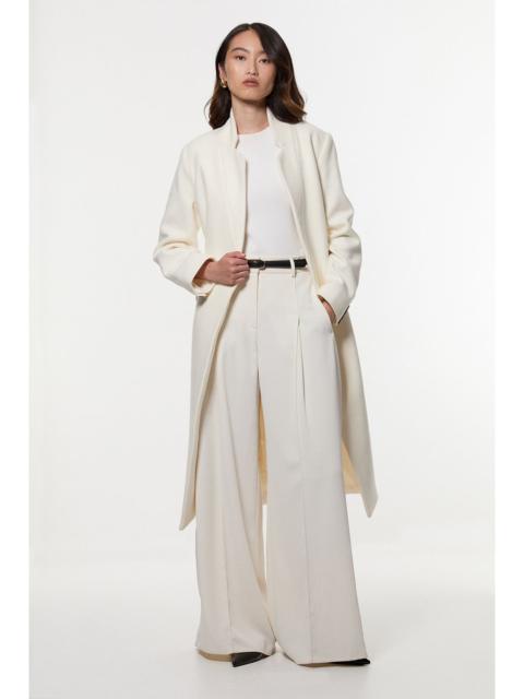 Wool Investment Notch Neck Tailored Midi Coat
