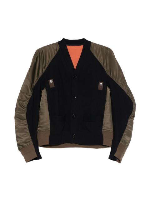 panelled buttoned bomber jacket
