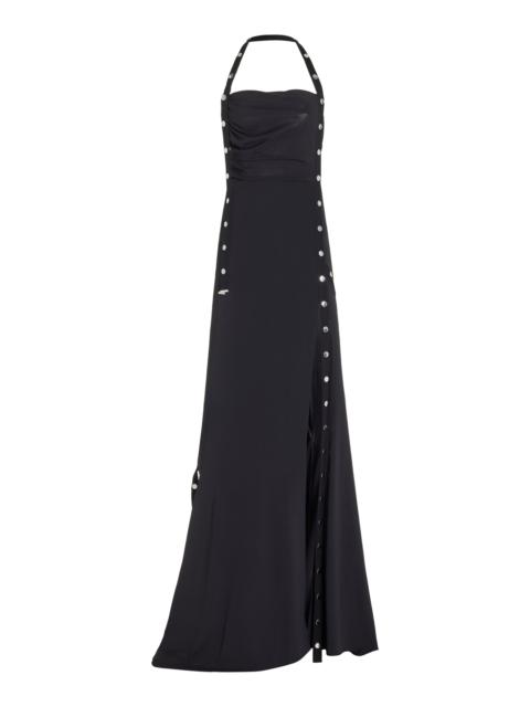 Strap-Detailed Jersey Maxi Halter Dress black