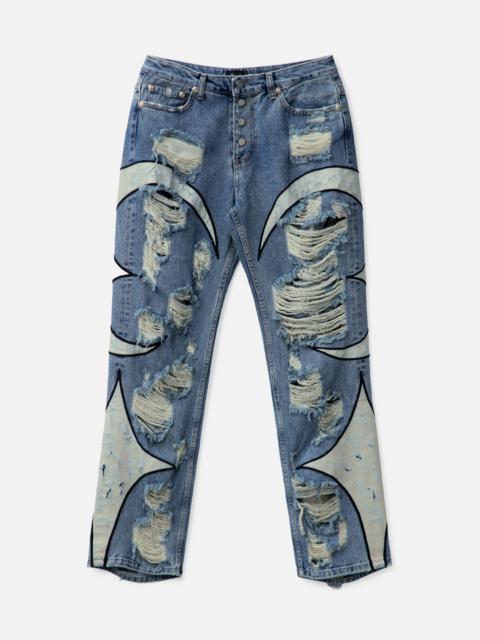 MOON STAR DISTRESSED DENIM JEANS