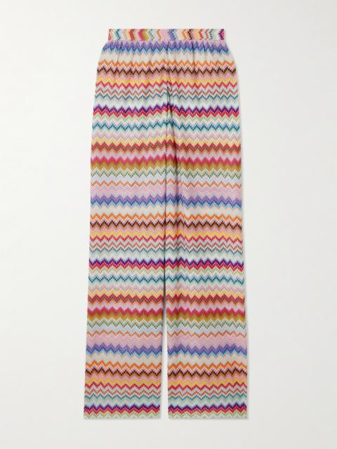Mare Striped Metallic Crochet-knit Wide-leg Pants
