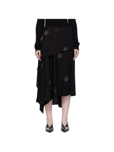 Black Butterfly-Print Twill Midi Skirt