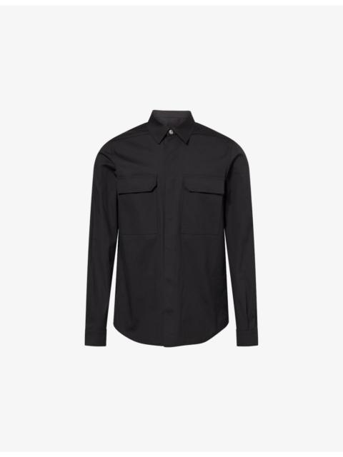 Relaxed-Fit Long-Sleeves Stretch-Cotton Overshirt