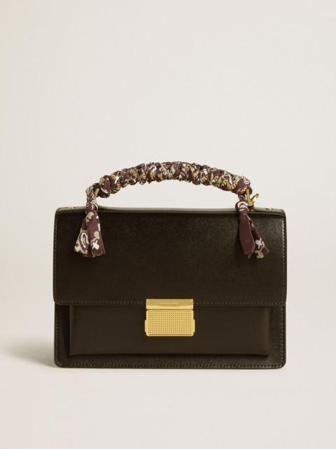 Venezia Bag in black boarded leather with multicolored scarf