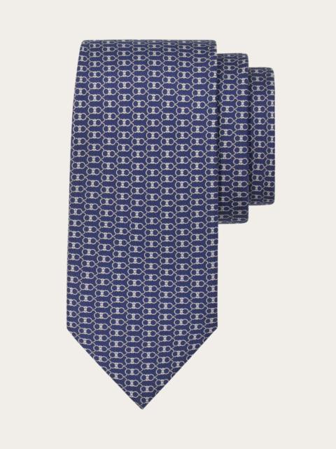 Gancini print silk tie