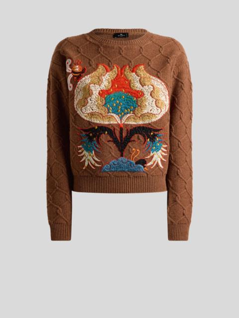 WOOL SWEATER WITH FLORAL EMBROIDERY