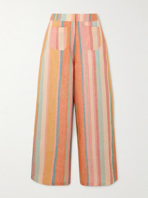 Adele Striped Linen Wide-leg Pants