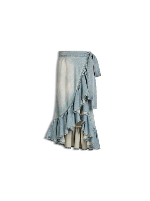 DENIM RUFFLE SKIRT