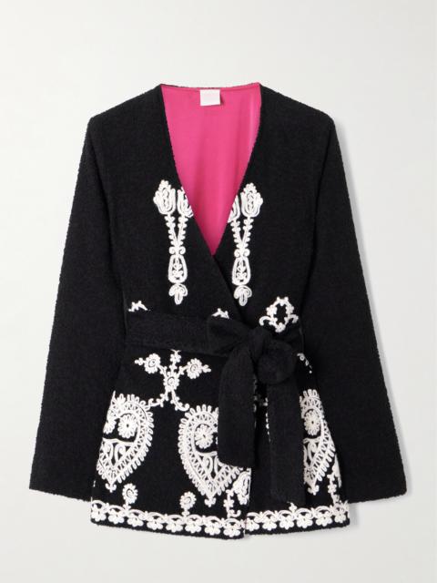 Elbaite Belted Embroidered Wool-blend Bouclé Jacket