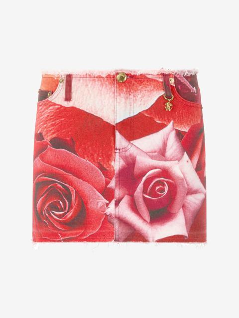 Miniskirt With Rose Print And Charm