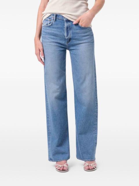 whiskering-effect jeans