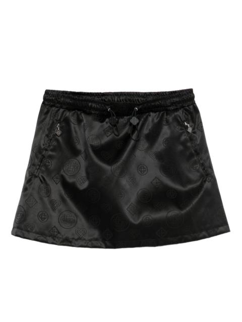 drawstring patterned mini skirt