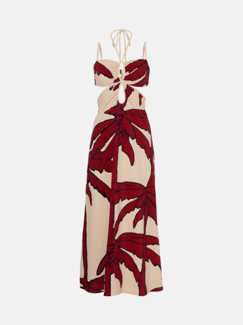 Printed cutout midi dress