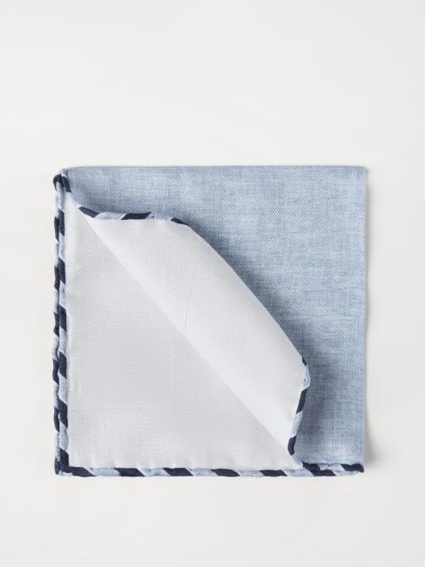 Silk pocket square with striped border