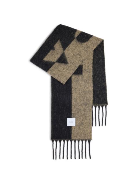intarsia-knit logo alpaca scarf