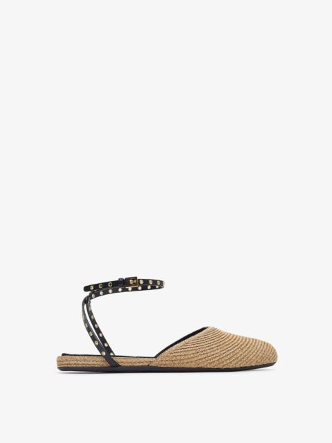 Paper straw nature flat sandals