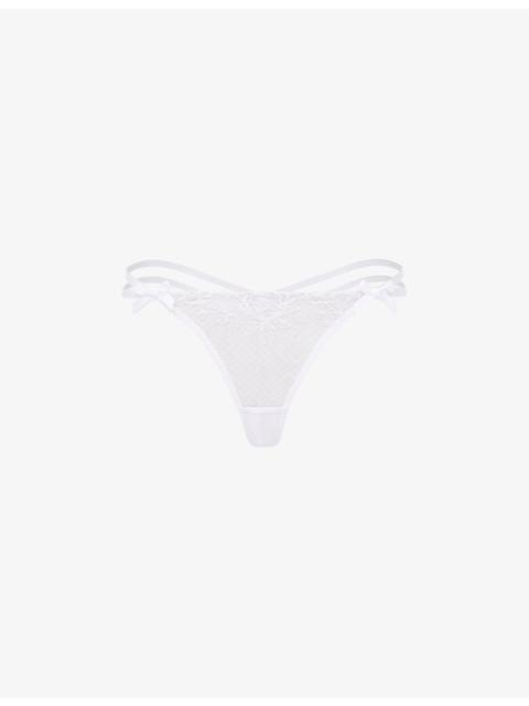 Rosia bow-embroidered mid-rise woven thong