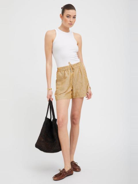 YELLOW INDIGO STRIPE LINEN BOXER SHORTS