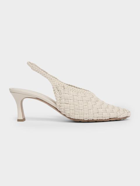 Sofia Intreccio Leather Slingback Pumps