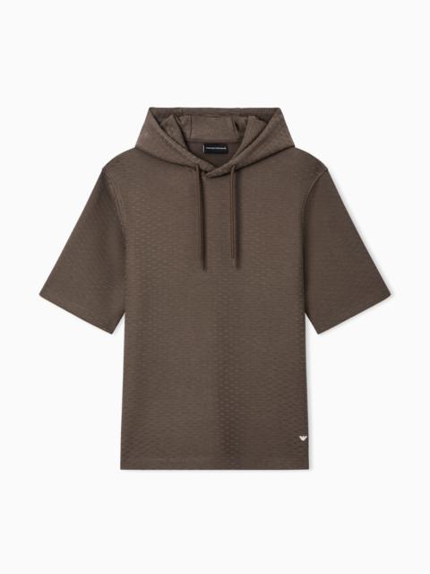 JACQUARD JERSEY HOODED SWEATSHIRT WITH ALL-OVER MICRO EAGLE