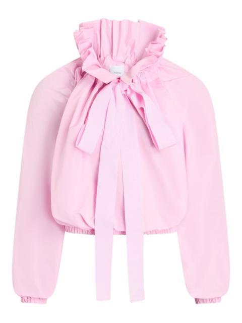 ruffled tie-neck top